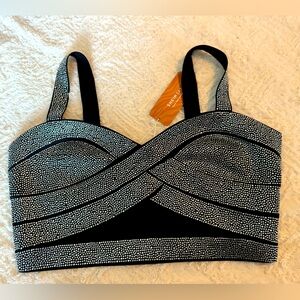 SHEIN Black and Silver Embellished crop Top